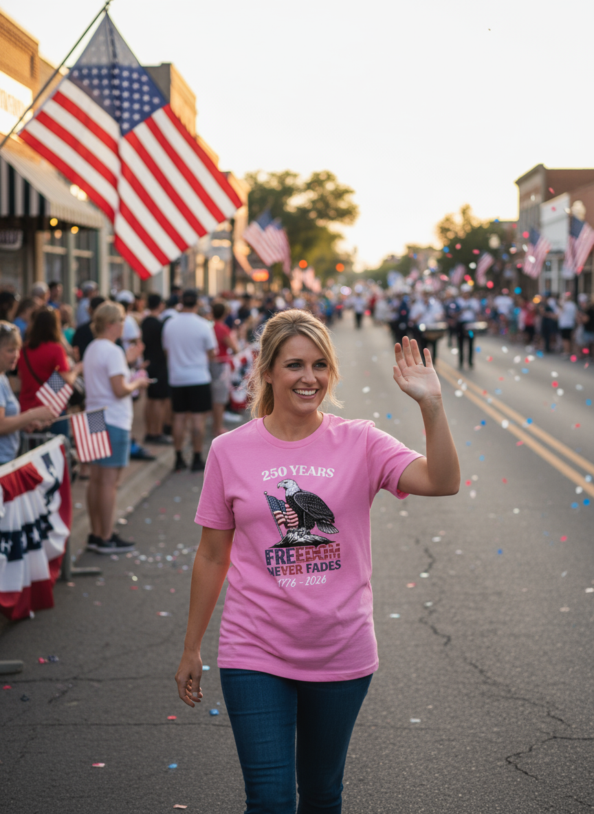 250 Years Freedom Never Fades T-Shirt – Patriotic American Eagle 1776-2026 Tee
