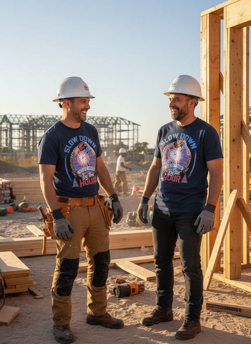 Slow Down, We Get Paid By the Hour T-Shirt - Humorous Graphic Tee