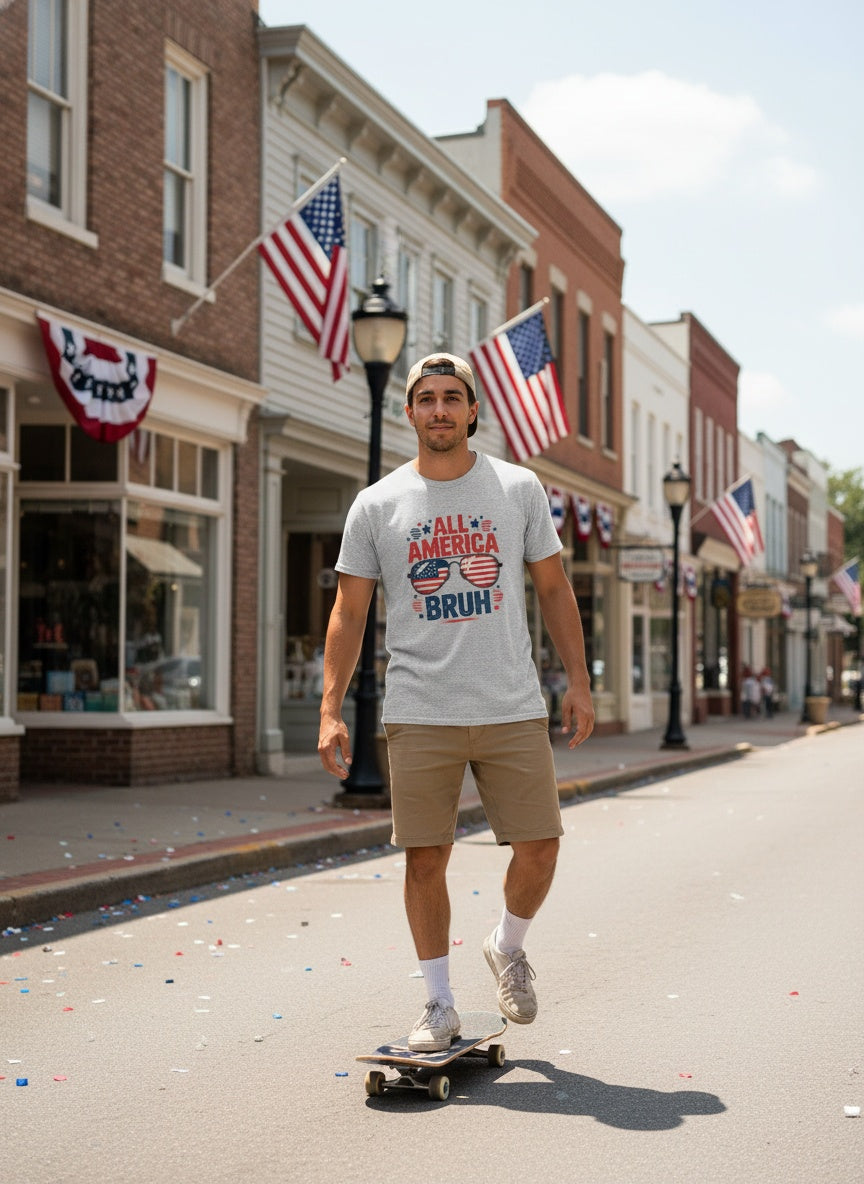All America Bruh T-Shirt – Funny Patriotic Sunglasses Design