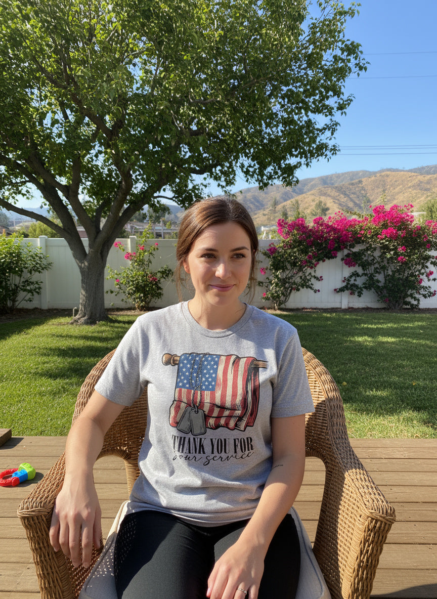 Thank You for Your Service T‑Shirt – Patriotic American Flag Military Appreciation Tee