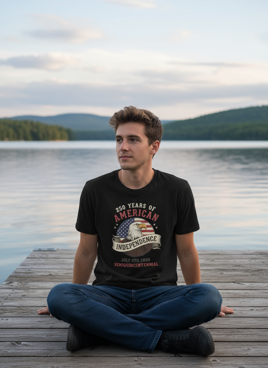 250 Years of American Independence T-Shirt | July 4th 2026 USA Patriotic Eagle Tee – Semiquincentennial Shirt