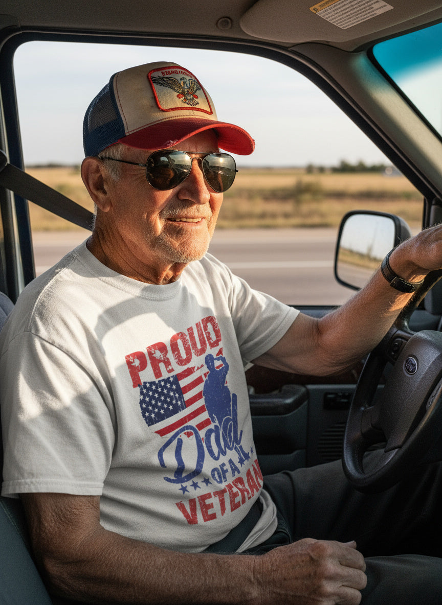 Proud Dad of a Veteran T‑Shirt – Patriotic Family Pride Tee