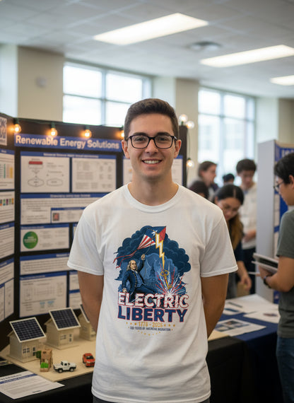 Electric Liberty 250th Anniversary T-Shirt | Benjamin Franklin 1776-2026 Patriotic Tee | Semiquincentennial USA Independence Shirt