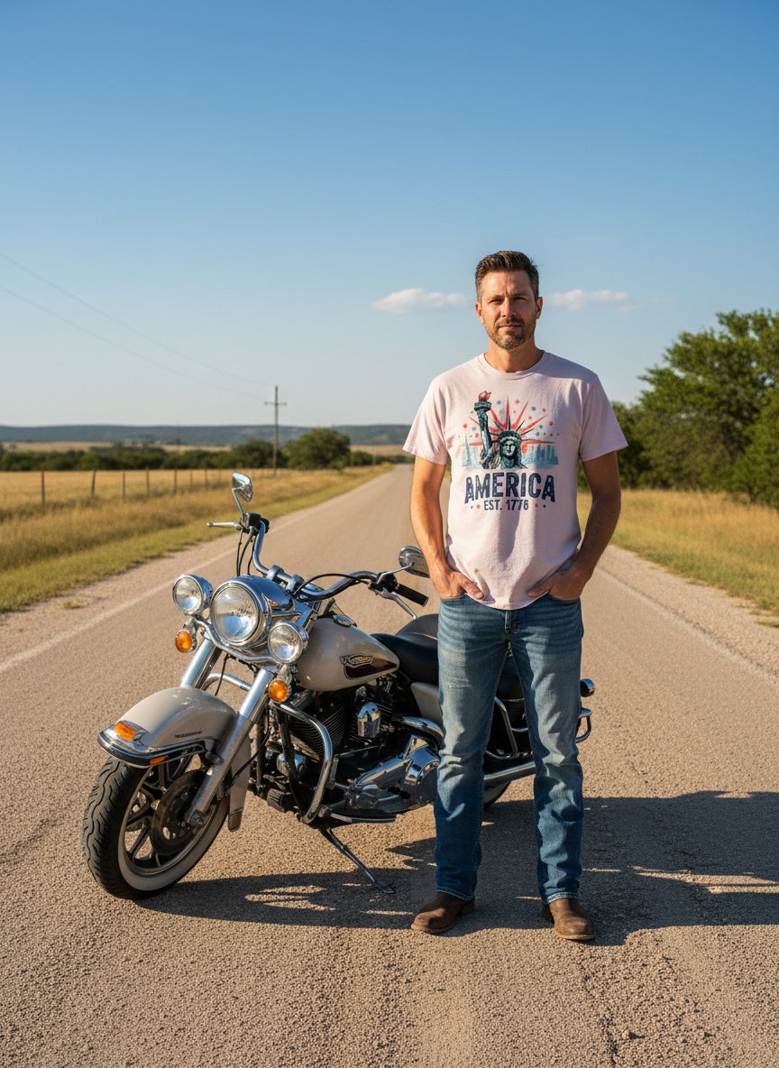 America EST. 1776 T-Shirt – Statue of Liberty Patriotic Heritage Design