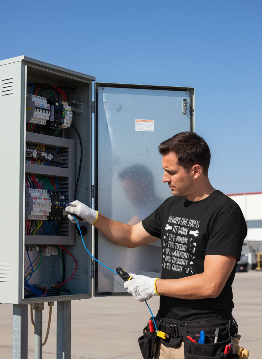 Always Give 100% at Work T-Shirt – Funny Tradesman Tee for Builders, Mechanics & Electricians