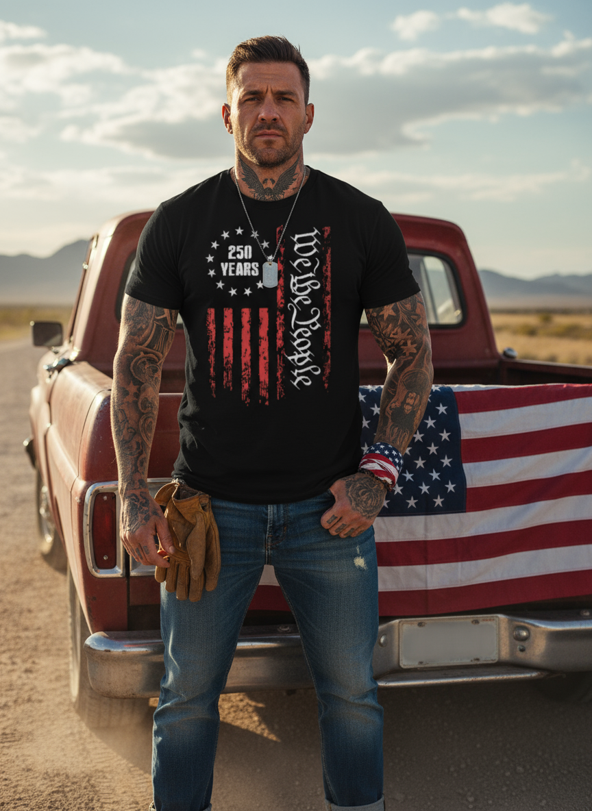 We The People 250 Years T-Shirt – Patriotic Distressed American Flag Tee (1776-2026 Edition)