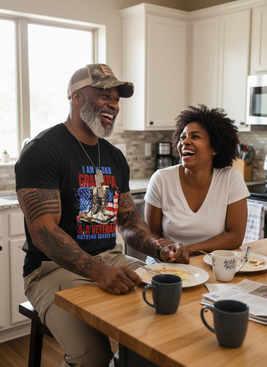 I Am a Dad Grandpa & a Veteran T‑Shirt – Patriotic Military Family Tee