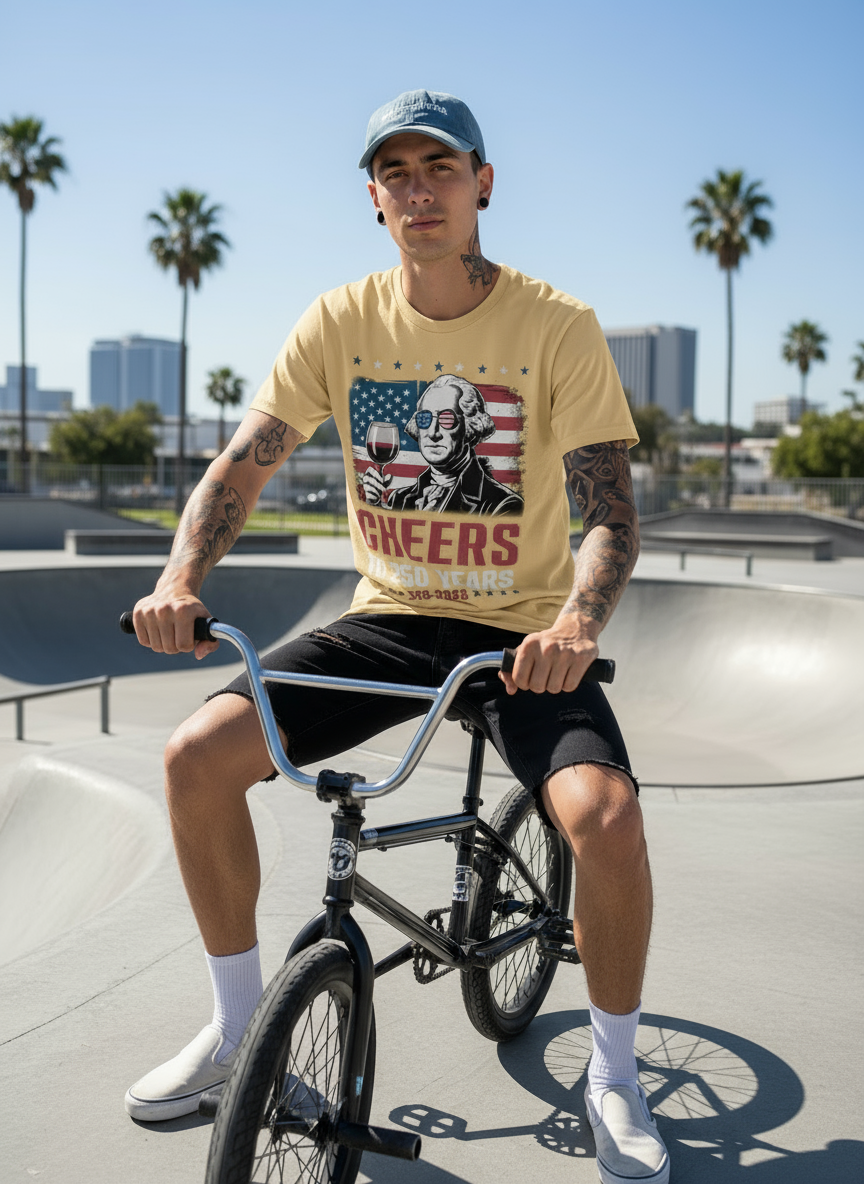 Cheers to 250 Years T-Shirt – Funny George Washington Patriotic Tee