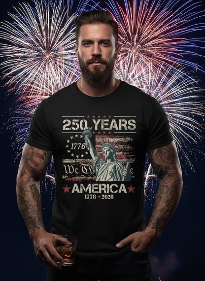 250 Years of America T-Shirt | Patriotic Statue of Liberty Tee – 1776–2026 USA Flag Semiquincentennial Shirt