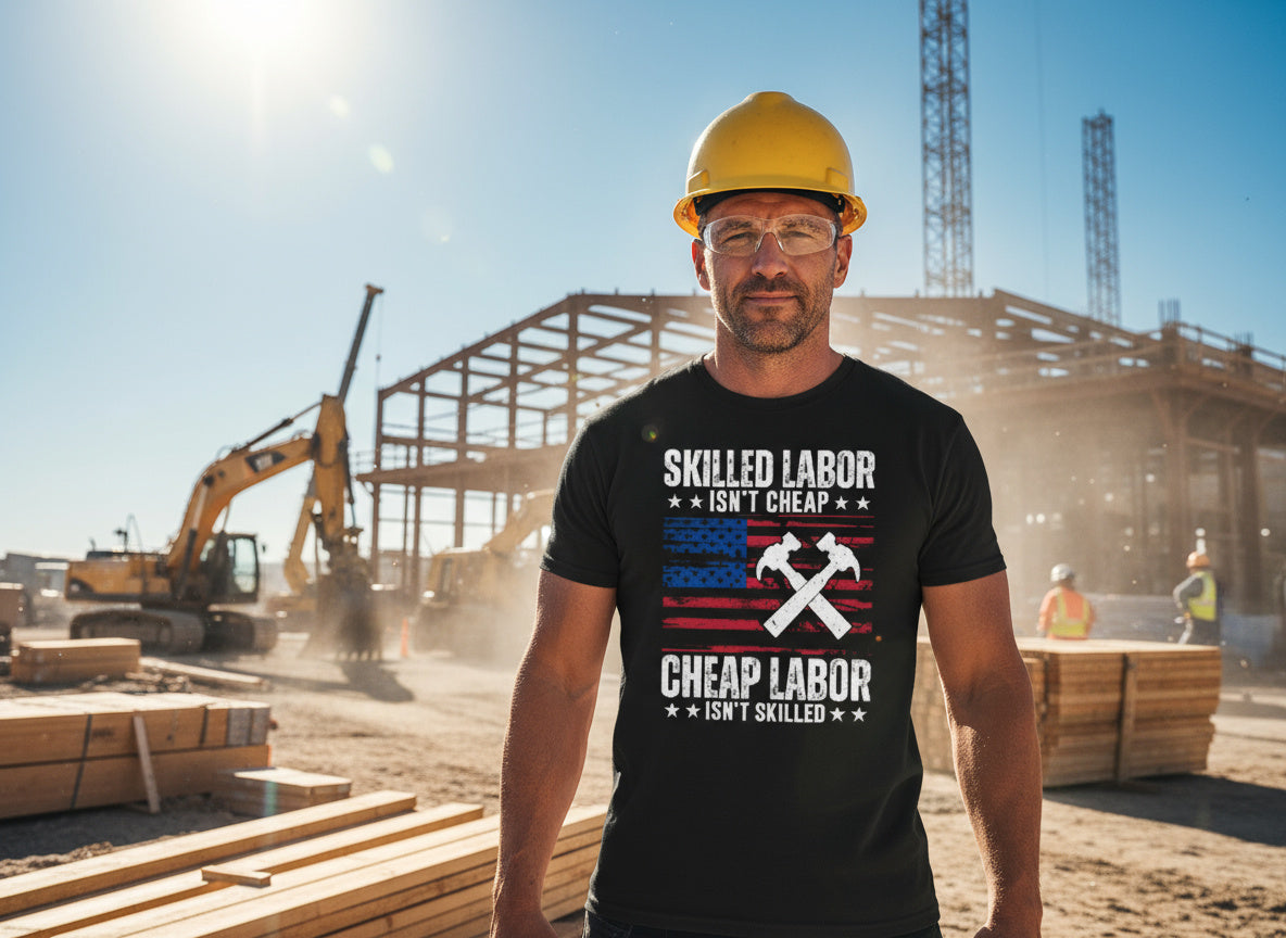 Skilled Labor Isn’t Cheap T-Shirt – Patriotic Tradesman Tee for Hard Workers | Funny Construction Workwear