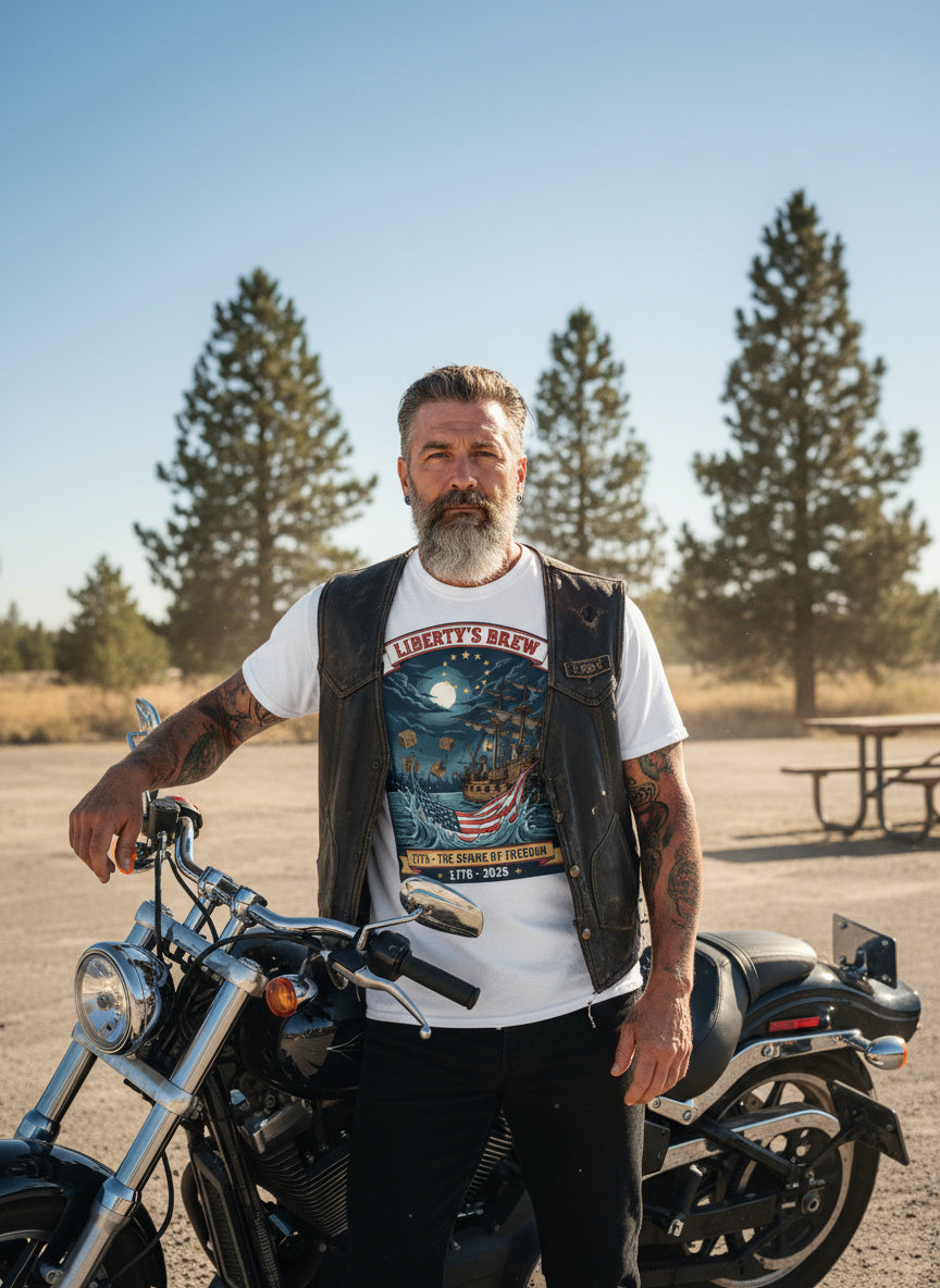 Liberty’s Brew T‑Shirt – 1773 The Spark of Freedom | Patriotic American Heritage Tee