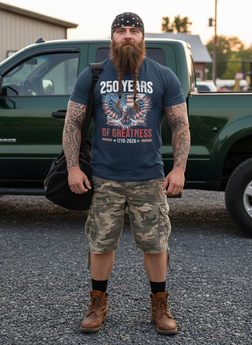 250 Years of Greatness T-Shirt – American Eagle Patriotic Tee (1776–2026 Edition)