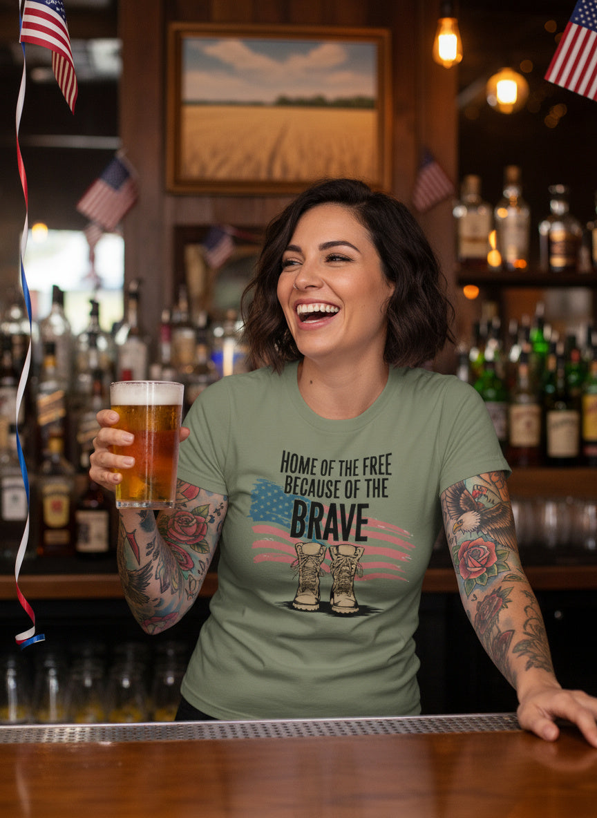 Home of the Free Because of the Brave T‑Shirt – Patriotic Military Appreciation Tee
