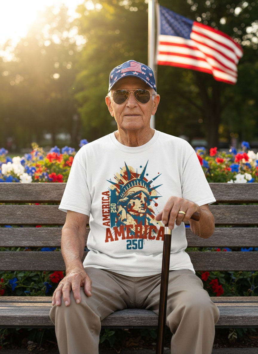 America 250 T-Shirt | Statue of Liberty Patriotic Tee – 1776–2026 USA 250th Anniversary Shirt for Veterans & Patriots