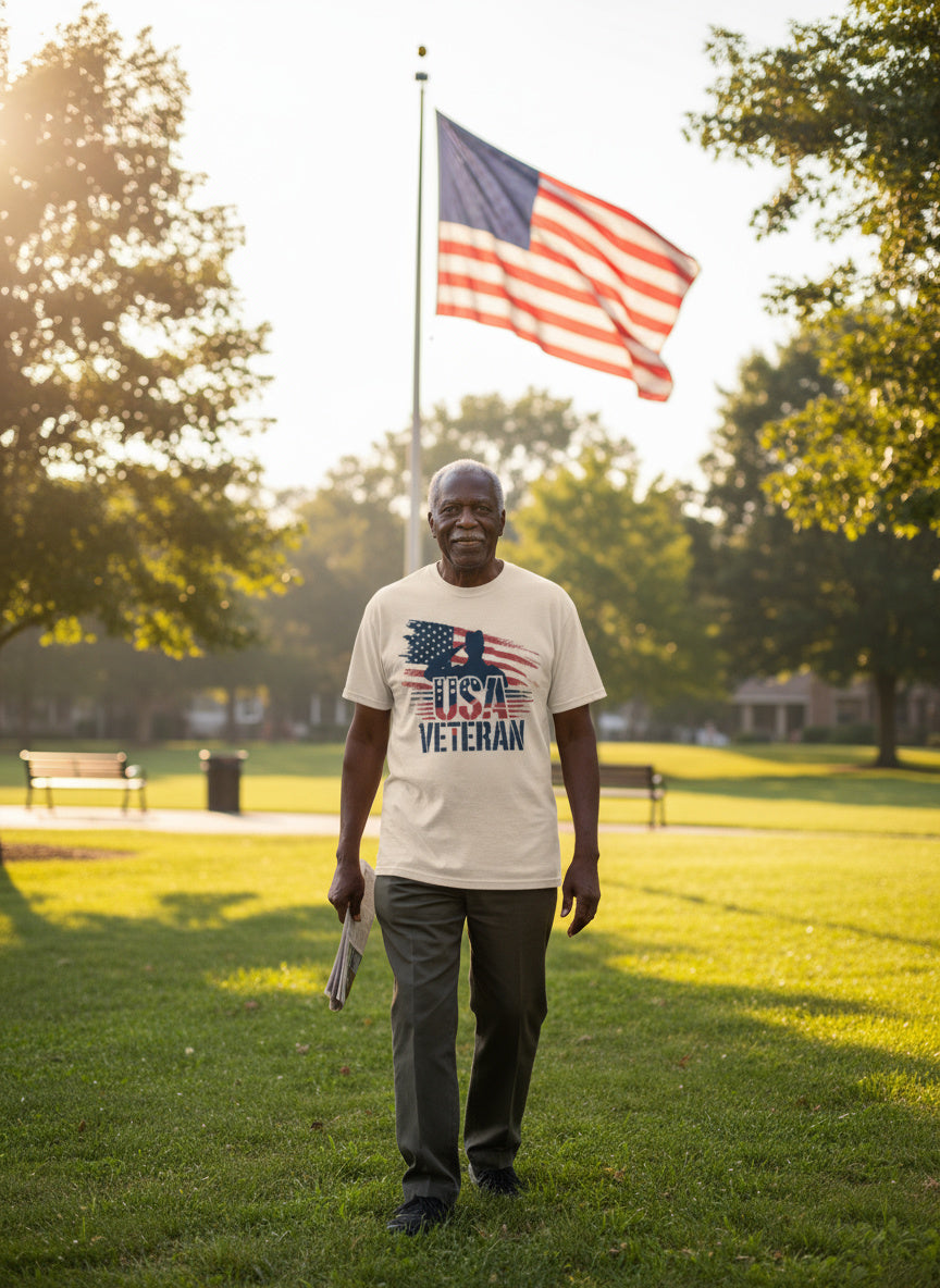 USA Veteran T‑Shirt – Patriotic American Flag Military Pride Tee
