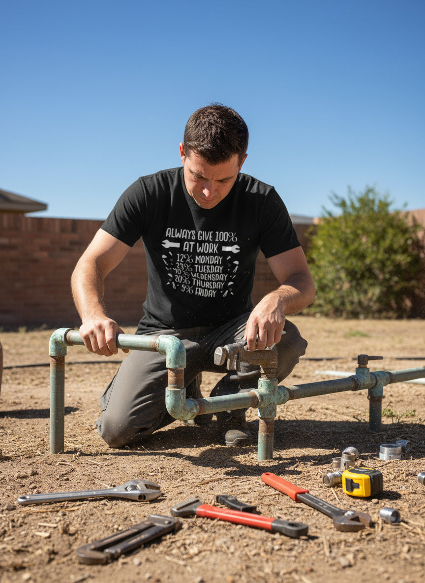 Always Give 100% at Work T-Shirt – Funny Tradesman Tee for Builders, Mechanics & Electricians
