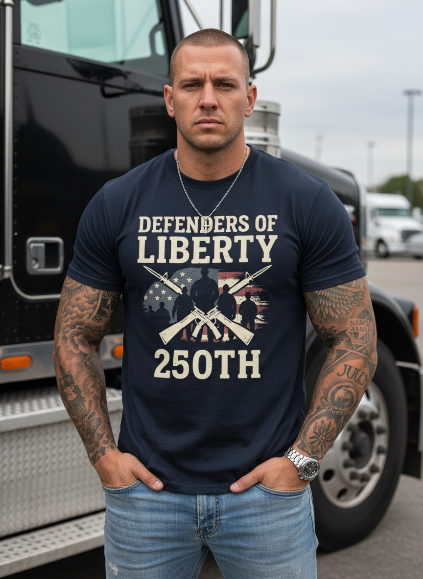 Defenders of Liberty T-Shirt | 250th Anniversary Patriotic Military Tee – USA Veteran & Freedom Shirt