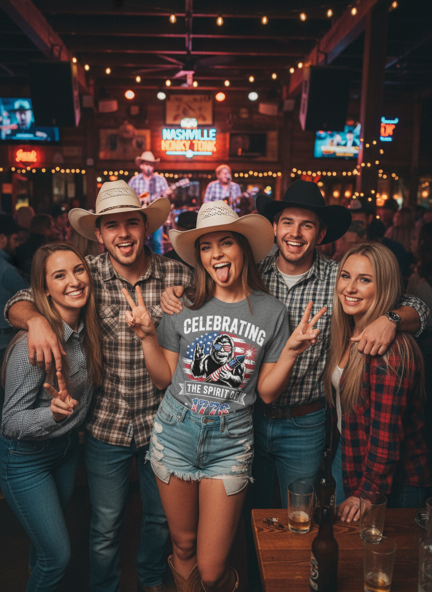 Celebrating the Spirit of 1776 T-Shirt – Funny Patriotic Bigfoot Tee for 4th of July