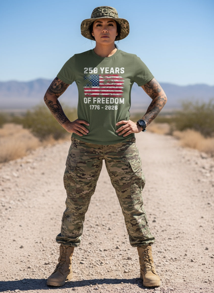 250 Years of Freedom T-Shirt | 1776–2026 Patriotic USA Flag Tee – Independence Day Semiquincentennial Shirt