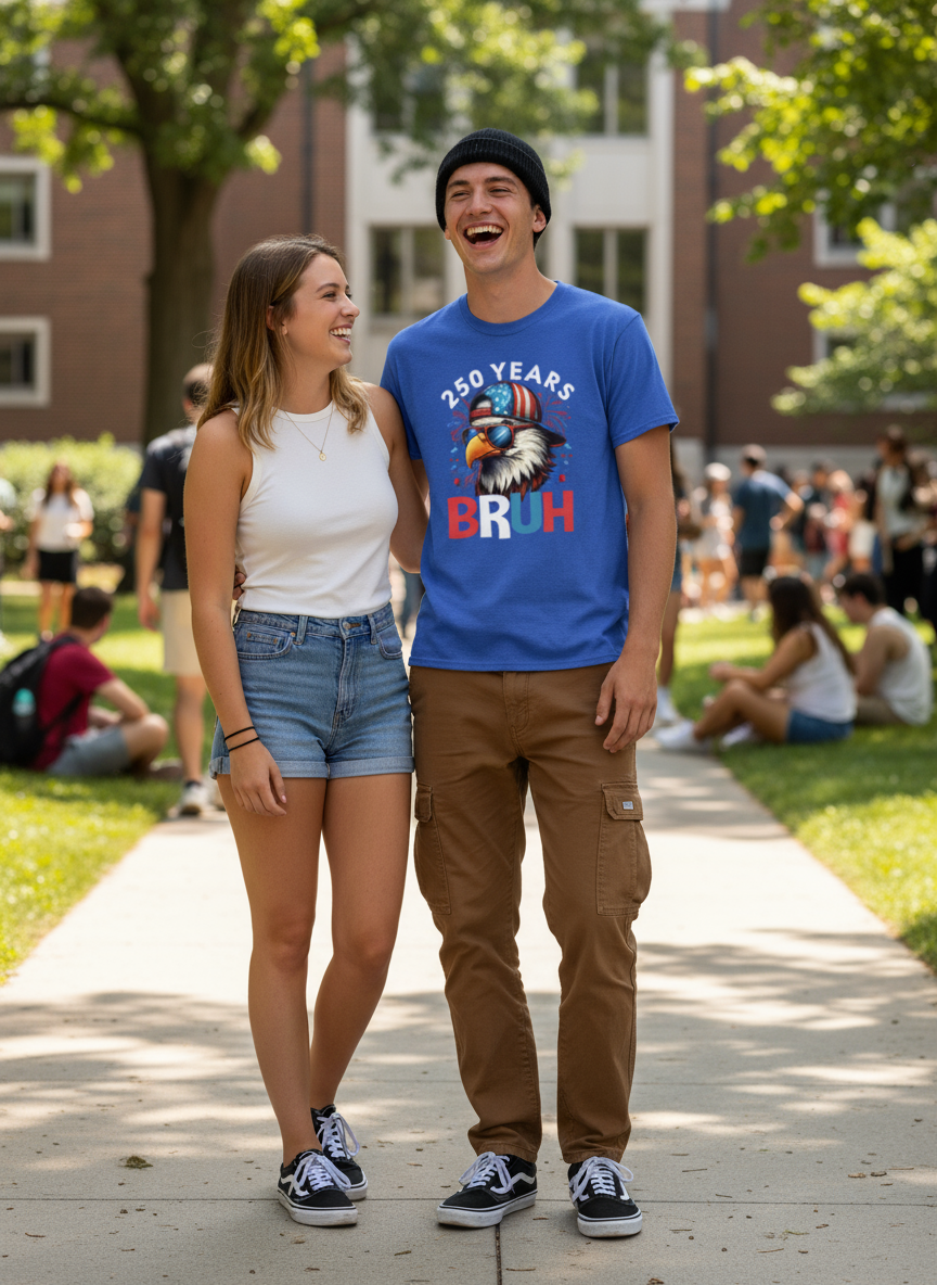 250 Years BRUH T-Shirt – Funny Patriotic Eagle Tee for America’s 250th Anniversary (1776–2026)