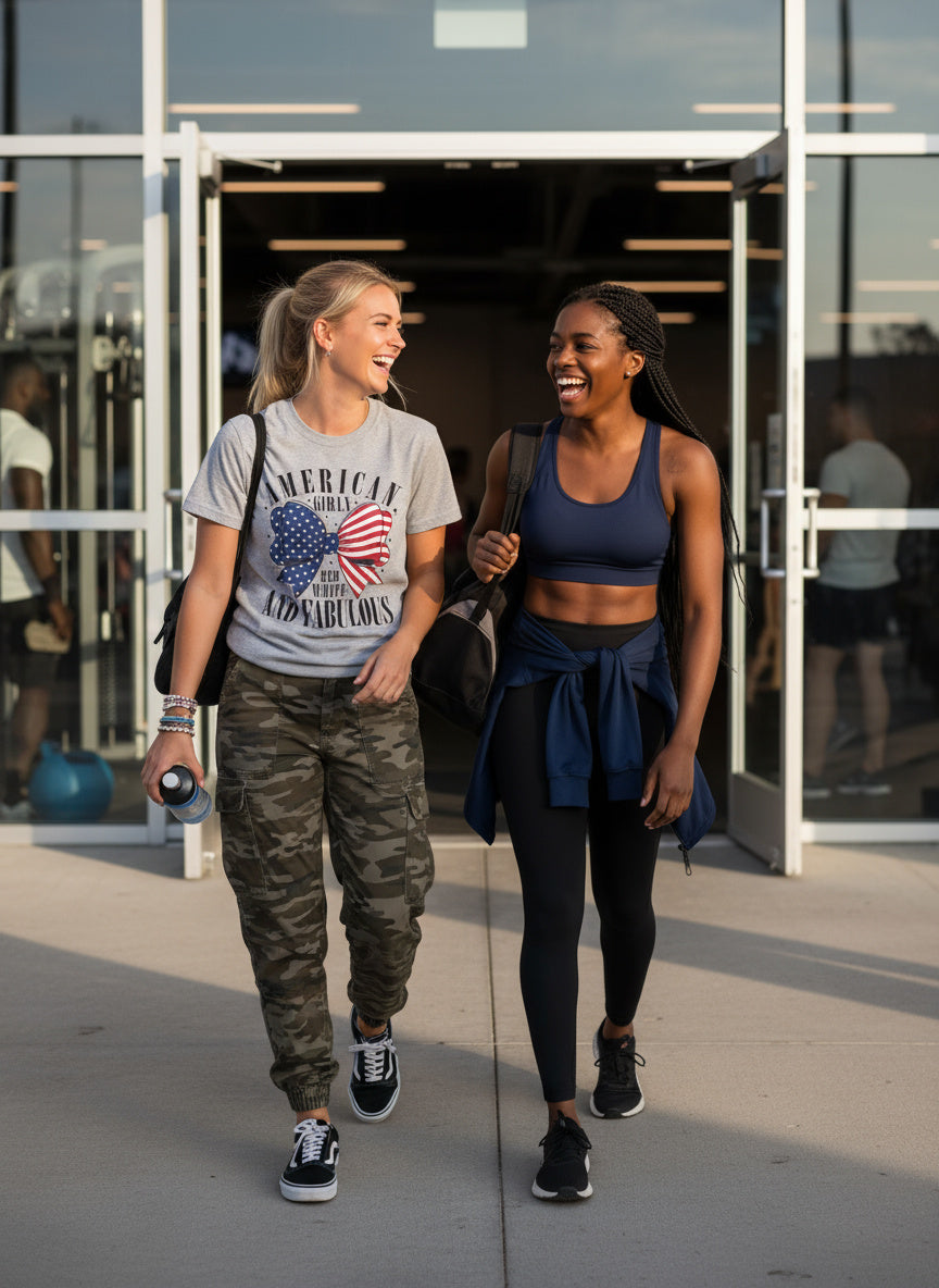 American Girly T-Shirt – Red, White & Fabulous Patriotic Bow Design